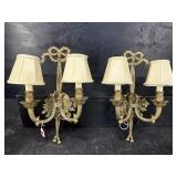 BRASS RIBBON BOW TIE FRENCH SCONCES