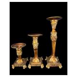 SET OF 3 GRADUATING PLASTER METAL CANDLE HOLDERS