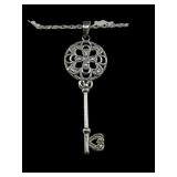 STERLING SILVER ITALY DIAMOND ACCENT KEY NECKLACE