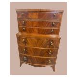 FLAME FRONT MAHOGANY CHEST ON CHEST