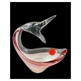 MURANO STYLE PINK ART GLASS WHALE DISH
