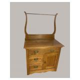 MIXED WOOD WASHSTAND WITH TOWEL BAR