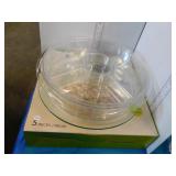 2-IN-1 SERVING TRAY,  GLASS PLATTER ROUND