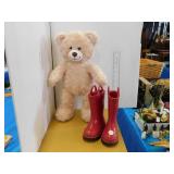 STUFFED TOY - TEDDY BEAR, CHILD'S RUBBER BOOTS