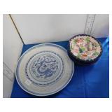 5 DESSERT PLATES, CAKE PLATE