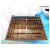 VINTAGE WOODEN LETTERPRESS DRAWER, TYPESET DRAWER