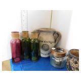 LOT - CANDLE HOLDERS, POTTERY, COLLECTOR BOTTLES