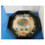 HEXAGON FOLK ART TRAY, ART GLASS SQIZZLE STICKS