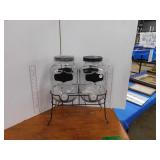 2 JUICE DISPENSERS IN METAL STAND