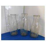 3 MILK BOTTLS - CANADA DAIRIES, PURITY, L HOPE