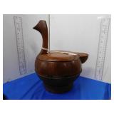 ANTIQUE WOODEN CHINESE WATER CARRIER BIRD SHAPE