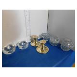 LOT - CANDLE HOLDERS, FLOWER FROG, PITCHER