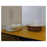 2 OVAL PYREX CASSEROLES WITH LIDS