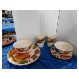 DISHES AUTUMN SCENE - 2 MUGS, 2 BOWLS, 2 PLATES
