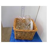 WICKER BASKET AND MISCELLANEOUS JUICE GLASSES,