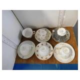 5 CUPS AND SAUCERS - ELIZABETHAN, HAVILAND, DUCHES