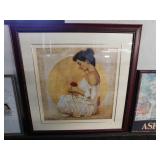 FRAMED PRINT - WOMAN WITH ROSE -  R FRANKLIN