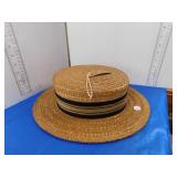 VINTAGE SHUTTLE WORTH STRAW BOATER HAT