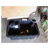 TOTE WITH HELMET, HEAD PHONES, LIGHT