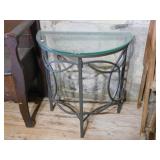 GLASS TOP 1/2 MOON END TABLE