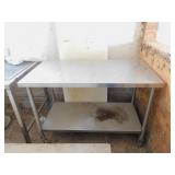 STAINLESS STEEL TABLE WITH WHEELS   48 X 24 X 35'