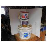 3RD ROW - PAIL OF MUD, 2 CANS TILE ADHESIVE
