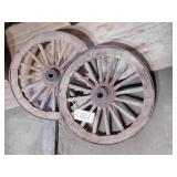 2 WHEELS  - VINTAGE WOOD WITH STEEL RIMS