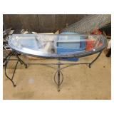 1/2 MOON CAST BASE TABLE WITH GLASS TOP