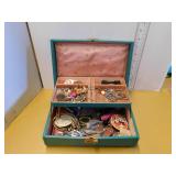 JEWELLERY BOX WITH CONTENTS   9.75 X 6.5