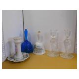 2 COLLECTOR BELLS, 2 CANDLE STICKS