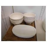 CORNING WARE DISH WITH LID, 4 BOWLS