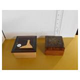 2 WOODEN TRINKET BOXES