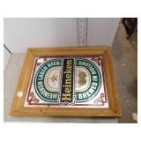 FRAMED ADVERTISING SIGN 'HEINEKEN'  11 X 14