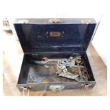 METAL BOX WITH VINTAGE WRENCHES