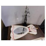 JEWELLERY STAND, WOOD DRESS FRAMED MIRROR