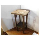 PLANT STAND WITH CARVED TOP   9.5 X 9.5 X 18'