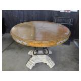 ROUND TABLE  LEATHER INLAY - CONCRETE AND CAST