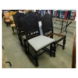 6 MATCHING CHAIRS - UPHOLSTERED SEATS