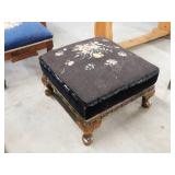 NEEDLEPOINT FOOTSTOOL   18.5 X 20 X 11