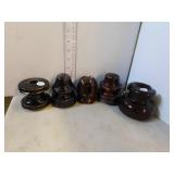5 BROWN CERAMIC INSULATORS