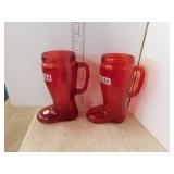 2 RED GLASS MUGS 'I AM CANADIAN'