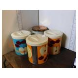VINTAGE TIN CANISTER SET AND COLLECTOR TIN