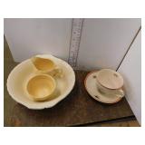 GRINDLEY - CREAM, SUGAR, AND VEGETABLE BOWL AND