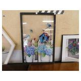 FRAMED PLEXI GLASS PAINTING   15.25 X 24