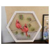 HEXAGON PICTURE - CARDINALS (PAINTINGS ON MATERIAL