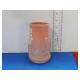 SALMON GLASS OVERLAY CLEAR APPLIED FIGAREE VASE