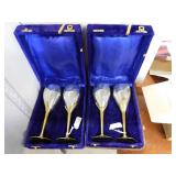 2 SETS SOF SILVERPLATED/BRASS 'TULIP' WINE