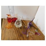 4 GLASS BIRD DECORATIONS