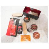 Kiwi Shoe Shine polish and brushes