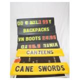 Sign Displays, Canteens cane swords backpacks